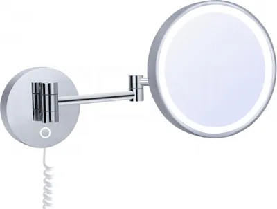 Produktbild von DEUSENFELD WL100CT - Premium LED Kosmetikspiegel, CTT - stufenlos einstellbarer Farbton von 2700-6500K, LED Touch-Control, 10x Vergrößerung, Ø20cm, verdeckte Befestigung, verchromt