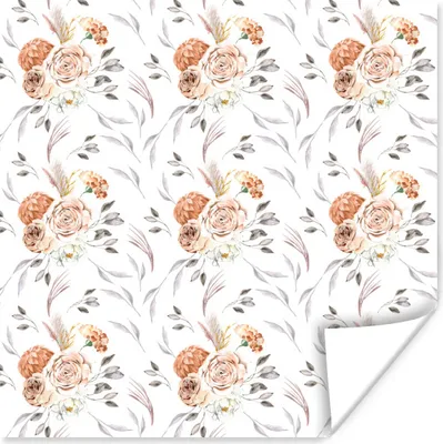 Produktbild von MuchoWow® Poster Blumen - Bohème - Weiß 75x75 cm - Wand Dekoration