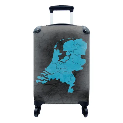 Obrázek produktu pro Kufr Příruční zavazadlo na kolečkách Malý cestovní kufr na 4 kolečkách Mapa - Nizozemsko - modrá - Velikost kabiny < 55x40x23 cm a 55x40x20 cm -