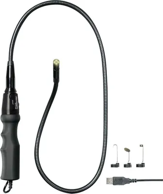 Imagen del producto de Endoscopio USB VOLTCRAFT BS-17. Diámetro de la sonda: 8 mm. Longitud de la sonda: 93 cm. Funciones: captura de imágenes, grabación de video, iluminación LED, enfoque