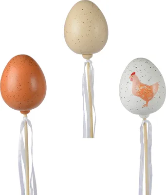Produktbild von Osterstecker Ei am Stab 12x76cm groß 1 Stück sortiert Weiß Creme Braun