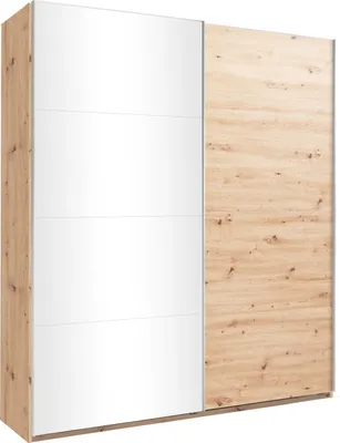 Produktbild von Schwebetürenschrank - 200 x 223 cm - Artisan Eiche Nachbildung - Weiß Hochglanz