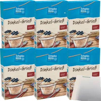 Produktbild von Schapfenmühle Dinkel Grieß 6er Pack (6x500g Packung) + usy Block