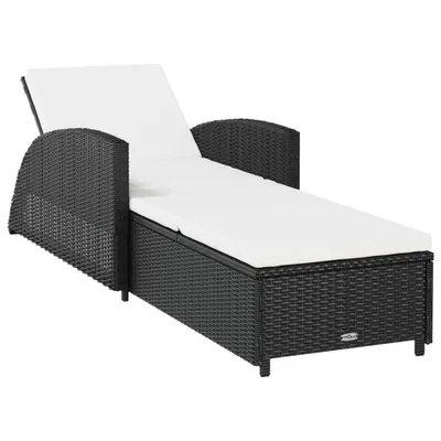 Produktbild von vidaXL Sonnenliege mit Cremeweißer Auflage Poly Rattan Schwarz