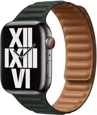 Image de Bracelet Apple Leather Link pour Apple Watch | 44/45/46/49 mm - Taille M/L - Sequoia Green