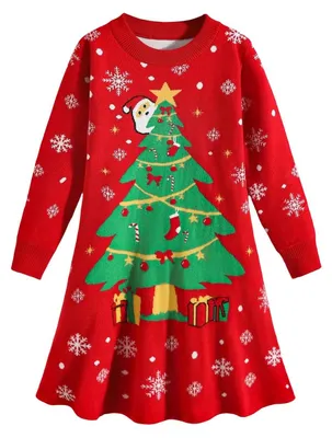 Productafbeelding van Gebreid Jurk voor Meisjes met Lange Mouwen voor Kerstmis