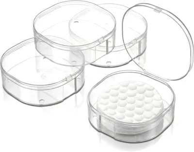 Imagen del producto de Soporte para discos de algodón, 4 unidades, blanco, de plástico, para discos de algodón y pequeños accesorios