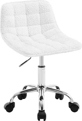 Produktbild von WOLTU Bürohocker mit Rollen, ergonomisch, Arbeitshocker, Drehstuhl Chenille, Weiß