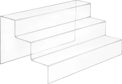 Produktbild von Dekotreppe 3-Stufig (400x185x250mm) aus glasklarem Acrylglas - Zeigis® / Stufendisplay / Präsentationstreppe / Treppendisplay / Treppenständer / Präsentations-Treppe / Warenträger / Acryl / Transparent