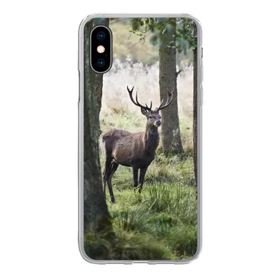 Produktbild von MuchoWow® Handyhülle Schutzhülle Hülle für iPhone X Hirsche - Bäume - Gras Silikon Softcase Handy Hülle - Handyhülle