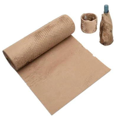 Wabenpapier 30x500 cm, braun, Kraftpapier-Rolle, Polsterpapier