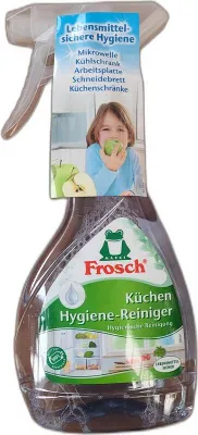 Obrázok produktu pre Frosch čistiaci prostriedok na hygienu v kuchyni bezpečný pre potraviny 300 ml fľaša s rozprašovačom