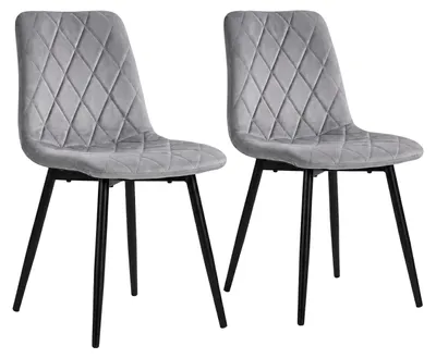 Immagine prodotto di Relaxdays, set di 2 sedie da pranzo, velluto, gambe in metallo, portata massima 120 kg, adatte per soggiorno e cucina, sedia da cucina imbottita, colore grigio