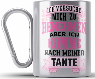 Produktbild von Trendation - Edelstahl Tasse Karabiner für Neffin von Tante Geschenk Lustige Geschenkidee (Silber)