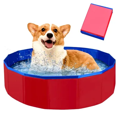 Produktbild von Faltbarer Hundepool für kleine Hunde und Katzen, rutschfestes und verdicktes PVC, tragbar, 50x8cm