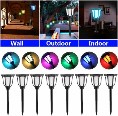 Produktbild von Solarleuchte Garten, 4 Stück Solarlampen für Außen LED Outdoor Leuchten Wasserdicht, Auto Ein/Aus Solar Wegeleuchte Beleuchtung Dekoration für Garten, Patio, Rasen, 6 Farbwechse