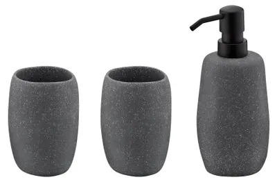 Obrázek produktu pro Sada do koupelny Kela Badset Roda, 3dílná, cement, šedá barva, 2x kelímek, 1x dávkovač mýdla 200 ml, 39