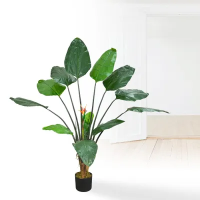 Produktbild von Strelitzie Strelizie Paradiesvogelblume Kunstpflanze Künstliche Pflanze 145 cm Kunstblume Innendekoration Kunst Pflanze wie echt im Topf Decovego