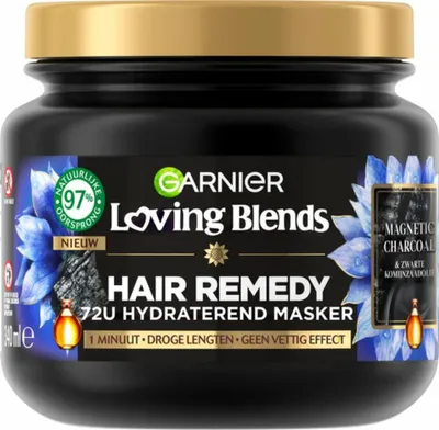 Zdjęcie produktu dla Garnier Loving Blends Magnetic Charcoal Maska do włosów suchych na całej długości (340 ml) - 1 szt