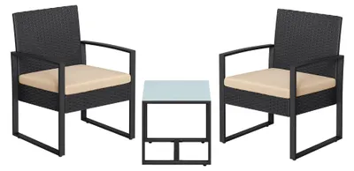 Obrázok produktu pre Sada záhradného nábytku na balkón z polyratanu (PE) | Čierno-béžová