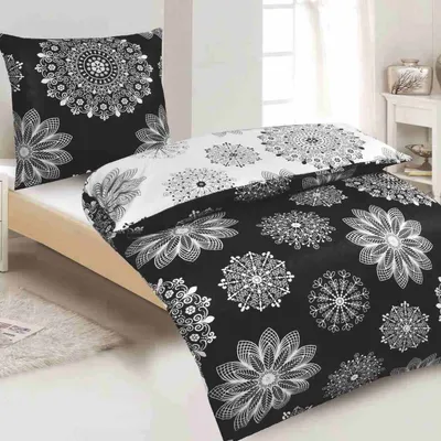 Produktbild von Optidream Baumwolle Renforcé Wendebettwäsche "Exklusiv" Luisa 135x200 cm + 80x80 cm Schwarz