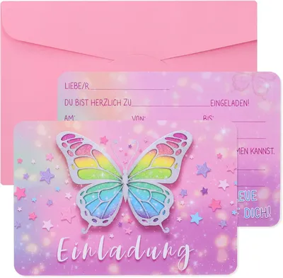 Produktbild von Kindergeburtstag Einladungen 12 Stk, 15 x 10.5 cm, mit Umschlägen, für Kindergeburtstag