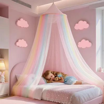 Produktbild von Moskitonetz für Bett mit Regenbogen-Design