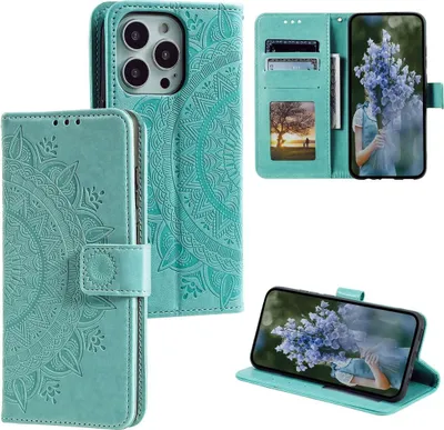 Produktbild von König Design Hülle kompatibel mit Apple iPhone 15 Pro Kunstleder Handyhülle - Handy Case Grün