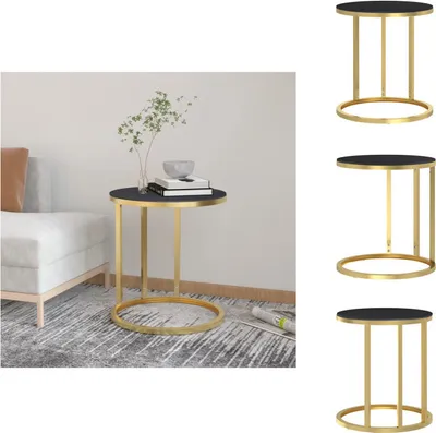 Immagine prodotto di vidaXL Tavolino in vetro temperato dorato e nero 45 cm - Tavolini