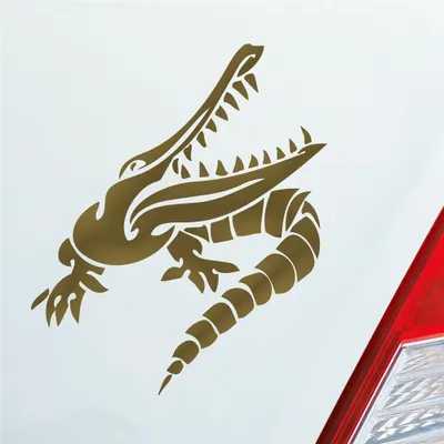 Produktbild von Auto Aufkleber Krokodil Aligator Kroko Animal Tier Tuning 10x12 cm Gold Sticker Heckscheibenaufkleber