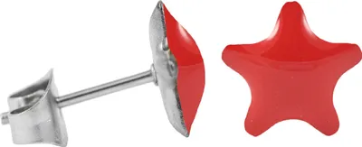 Produktbild von Chirurgenstahl Ohrstecker Emaille Stern Farbe - Rot