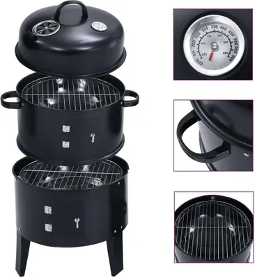 Immagine prodotto di Vidaxl Charcoal Raucher Grill Grill 3-in-1 40x80 cm