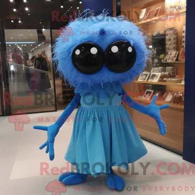 Produktbild von Maskottchenkostüm REDBROKOLY Blaue Spinne mit Faltenrock und Sonnenbrille