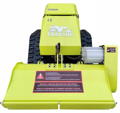 Produktbild von Elektro-Balkenmulcher Grassor AgroForce 800E-10 – 80 cm Schnittbreite | 3000 W Motor | 8 kWh Akku | 200 m Fernbedienung | Kettenantrieb | Hydraulische Hubhöhe 0–20 cm | Mulchen und Mähen von hohem Gras und dichtem Bewuchs