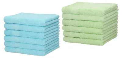 Produktbild von 12 Stück Gästehandtücher Gästehandtuch Palermo 100% Baumwolle Größe 30x50 cm Handtuch Gästetücher Set Farbe grün und türkis