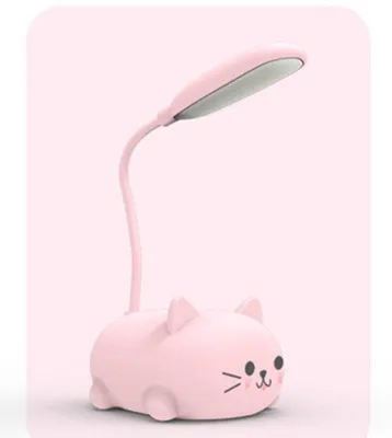 Produktbild von Ergonomische, flexibele, in mehreren Haltungen verstellbare, ABS-Kunststoff-Bureaulampe, kleine Größe, kindergerecht, rosa Farbe.