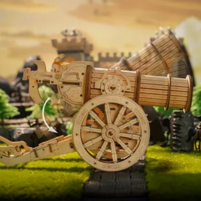 Obrázok produktu pre 3D drevené puzzle stredoveký kanón, 158 dielikov, funkčný retro model, stolová hračka, darček pre tínedžerov a dospelých