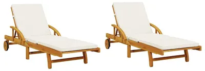 Immagine prodotto di Lettini prendisole 2 pezzi con cuscini 200x68x83 cm in legno massiccio di acacia