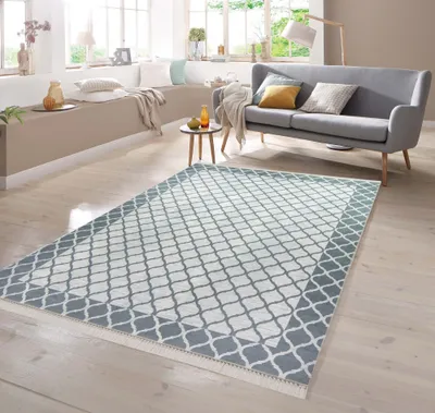 Zdjęcie produktu dla Dywan marokański, nadający się do prania, w kolorze szarym, wymiary – 80 x 150 cm