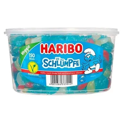 Produktbild von Haribo Schlümpfe 150 Stück in der Dose