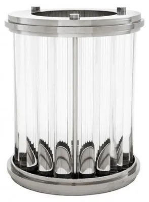 Produktbild von Casa Padrino Luxus Windlicht / Kerzenleuchter Nickel Finish 26,5 x H. 33,5 cm - Designer Windlicht