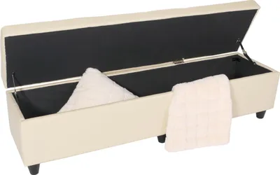 Produktbild von Bank Sitzbank mit Aufbewahrung Kriens XXL, Leder + Kunstleder, 180x45x45cm  creme