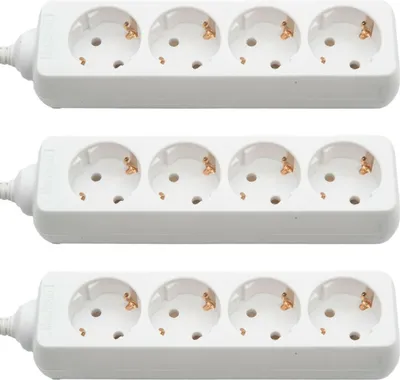 Produktbild von 3x Steckerleiste Steckdosenleiste 4-fach Rund Tischsteckdose Mehrfachsteckdose Mehrfachstecker Steckdose