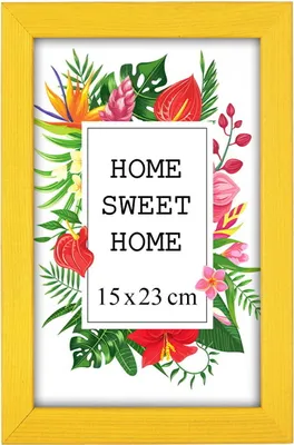 Obrázek produktu pro MG Design rámeček na fotografie 15 x 23 cm - barva žlutá, ze dřeva, s akrylovým sklem - pro vertikální nebo horizontální zavěšení/postavení, na fotografie