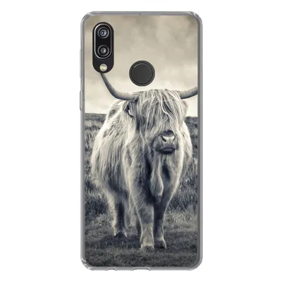 Produktbild von MuchoWow® Handyhülle Schutzhülle Hülle für Huawei P20 Lite (2020) Schottischer Hochländer - Tiere - Wolken - Kuh - Natur Silikon Softcase Handy Hülle - Kartenhalter