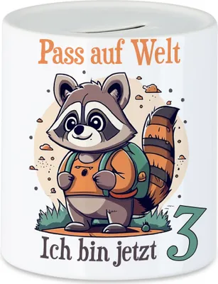 Produktbild von Pass auf Welt ich bin 3 Spardose Kindergeburtstag Deko Süß