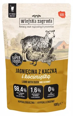 Immagine prodotto di Rural Farm Agnello con anatra e erba gatta - Cibo umido per gatti - 24x100g