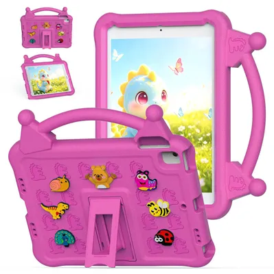 Image de Étui pour iPad Air 2013 (9,7 pouces), résistant aux chocs, en EVA, avec poignée et fonction support. Couleur : rose vif