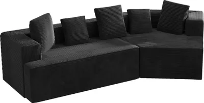 Immagine prodotto di AIORBER Divano combinato modulare a nuvola, 3 posti, lampada felpata, flessibile, morbida, senza montaggio, divano comfort minimalista per soggiorno, nero