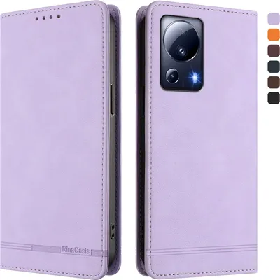 Produktbild von Hülle für Xiaomi 13 Lite, Retro Kunstleder Ständer Klapphülle mit Kartenfächer und Magnetische Violett